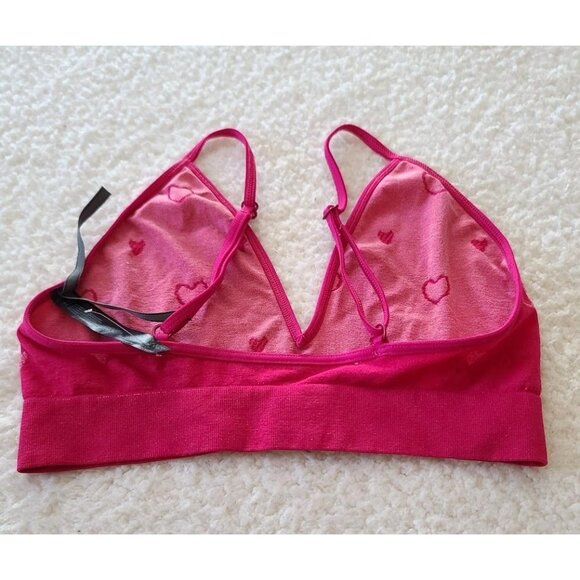 by Anthropologie Seamless Triangle Bralette S/M Pink Hearts Adjustable NWOT - Picture 3 of 9